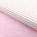 Bavlnené obliečky ružovej farby v kombinácii jemnej bodky a pásika.