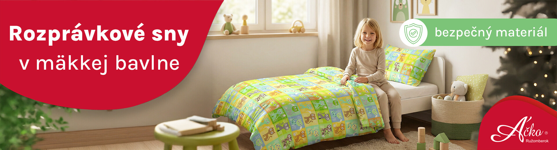 Detské obliečky, prehozy, paplóny a vankúše s detskými motívmi | Len z certifikovaných materiálov | acko.sk