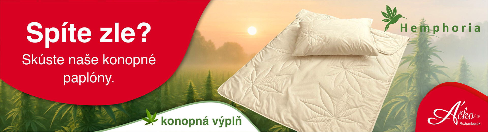Mega novinka na Áčku - konopné paplóny a vankúše pre dokonale harmonický spánok | acko.sk