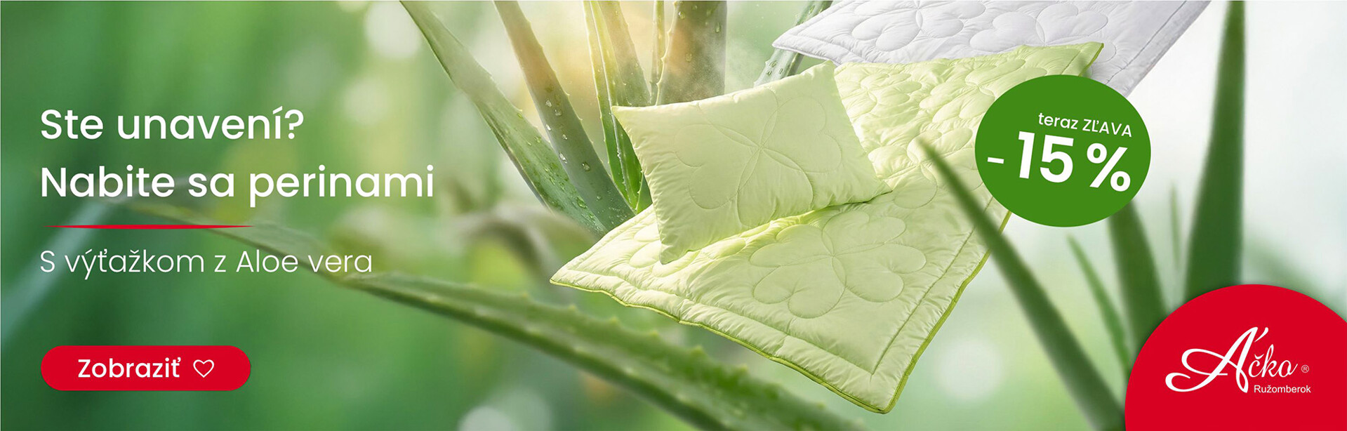 Skvelá jarná akcia - Paplóny a vankúše ALOE VERA ešte lacnejšie. Užite si dokonalý spánok.| acko.sk