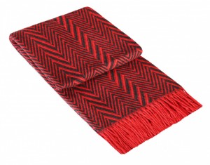 červeno-čierna vlnená deka Merino Red Rhombus