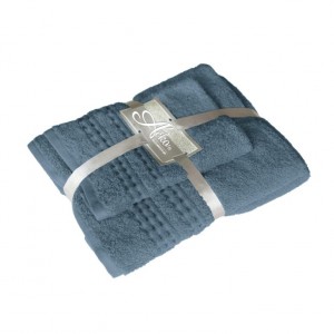 Set bavlnených uterákov a osušky v modrej farbe DOBBY Sea Blue | Áčko.sk