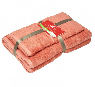Bambusová osuška + uterák Coral Pink | Áčko.sk