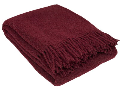 boucle deka so strapcami v sýtočervenej farbe