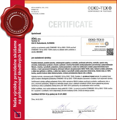 Certifikát Oeko-Tex | acko.sk