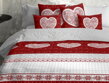 Romantické obliečky so srdiečkami v výrazných červených a bielych tónoch. 