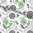 Bavlnené zelené obliečky s potlačou výrazných zelených kvetín v kombinácii s kruhmi a listami.