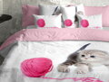 Dievčenské, ružové obliečky s mačiatkom Baby cat