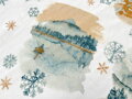 Flanelové návliečky v nádhernom zimnom dizajne s motívom zasneženej maľovanej krajiny v modro-béžových tónoch. Tie najkrajšie vianočné obliečky z hrejivého flanelu, vyrobené na slovensku.
