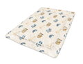 Bavlnená hracia podložky pre deti a bábätká s mäkkučkou výplňou z dutých polyesterových vlákine a potlačou zvieratiek a hudobných nástrojov na béžovom podklade.