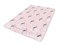 Bavlnená hracia podložky pre deti a bábätká s mäkkučkou výplňou z dutých polyesterových vlákine a potlačou ospalých ježkov na ružovom podklade.