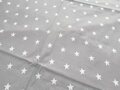 Bavlnená látka STARS GREY v kvalite renforce s potlačou bielych hviezdičiek na sivom podklade.