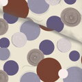 Farebné bavlnené obliečky s potlačou fialovo-hnedých kruhov na béžovom podklade. 