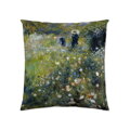 Makosaténová obliečka na vankúšik zo 100% bavlny zdobená motívom známej maľby od Augusta Reniora – Žena v záhrade. Vyrobené v textilke Áčko Ružomberok.