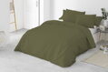 Jednofarebné saténové obliečky olivovej farby tkané z kvalitnej jemnej 100% bavlny.