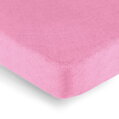 Elastická froté plachta v pastelovo ružovej farbe zo zmesi bavlnených a polyesterových priadzí pre predĺženie životnosti plachty, vhodné aj na vysoké matrace.