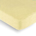 Vanilková froté plachta z kombinácie bavlnených a polyesterových priadzí, vhodné aj na vyššie matrace.