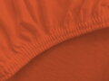 Elastická napínacia plachta v tmavo oranžovej farbe. Priedušná, trvalá elasticita, bez žehlenia, príjemná na omak. Plachta na vysoký matrac.