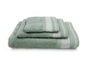    Elegantná 3-dielna sada uterákov RIVA zo 100 % bavlny s gramážou 550 g/m². Zelené uteráky s dekoratívnym vzorom.