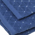 Sada uterákov a osušky v žakárovom prevedení modrej farby v darčekovom balení.