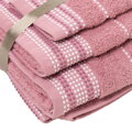 Sada 2 uterákov a 1 osušky s decentným bodkovaným vzorom ružovkastej farby. 