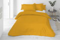 Jednofarebné saténové obliečky horčicovej farby tkané z kvalitnej jemnej 100% bavlny.