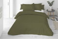 Jednofarebné saténové obliečky olivovej farby tkané z kvalitnej jemnej 100% bavlny.