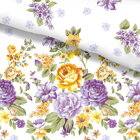 Posteľné obliečky s potlačou farebných ruží vo fialovkastých tónoch zo 100% bavlny.