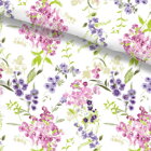 Bavlnené obliečky s potlačou rozkvitnutých kvetín vo fialových tónoch. 