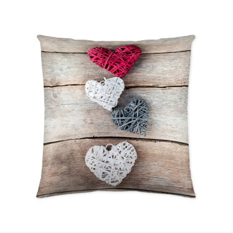 Dekoračný vankúš HEARTS ON WOOD