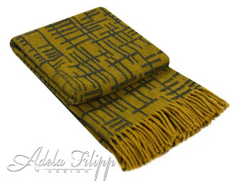 Vlnená deka MERINO Mustard Pattern