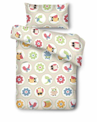 Detské obliečky CIRCLES OWLS Beige