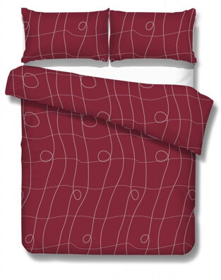 Predĺžené posteľné obliečky CURL LINES Bordová