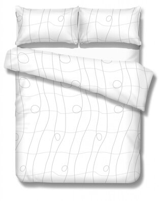 Predĺžené posteľné obliečky CURL LINES  Biela