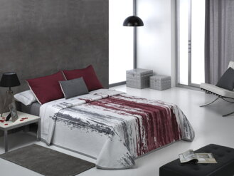 Žakárový prehoz na posteľ MINA RED GREY