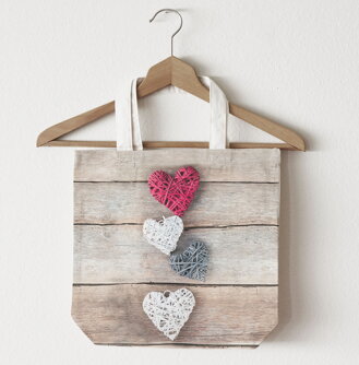 EKO plátená taška Hearts on wood