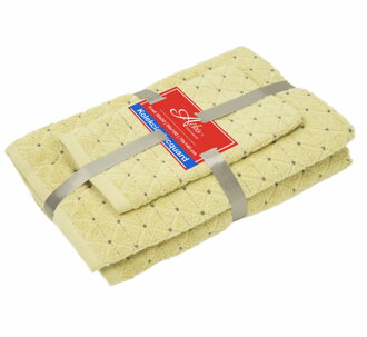 3 SET Diamond Dusty Yellow | Uteráčik 50x30, uterák 50x70, osuška 70x140