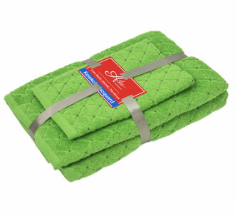 3 SET Diamond Jasmine Green | Uteráčik 50x30, uterák 50x70, osuška 70x140