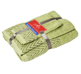 3 SET Wave Svetlozelená | Uteráčik 50x30, uterák 50x100, osuška 70x140