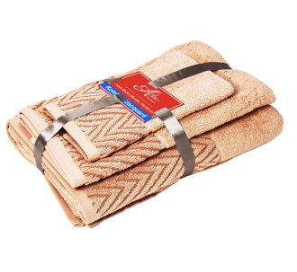 3 SET Wave Ružovkastá | Uteráčik 50x30, uterák 50x100, osuška 70x140