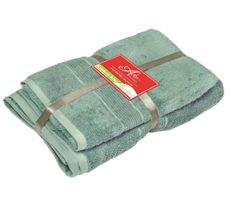 2 SET ÁČKO BAMBOO Šedozelená | Uterák 50x100, osuška 70x140