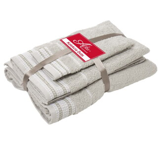Darčekový 3 SET Linen Popoľavá | Uteráčik 50x30, uterák 50x100, osuška 70x140