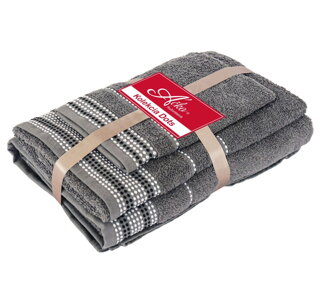 Darčekový 3 SET Šedá | Uteráčik 50x30, uterák 50x100, osuška 70x140