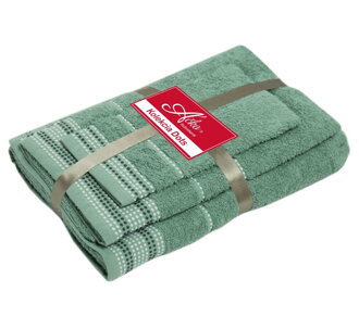 Darčekový 3 SET Ľadovo zelená | Uteráčik 50x30, uterák 50x70, osuška 70x140