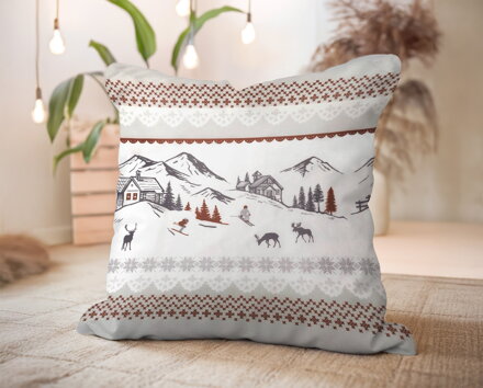 Dekoračný vankúš CHALÚPKY Makosatén