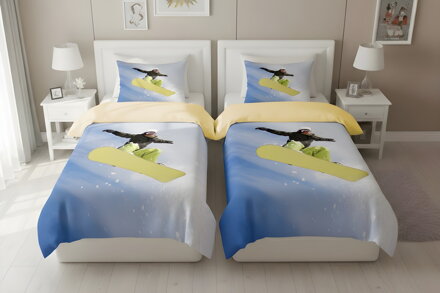 Obliečky 1+1 SNOWBOARD Žltá