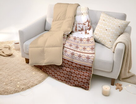 Flanelová deka s dvomi hrejivosťami BESKYDY Karamel