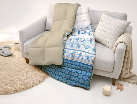 Flanelová deka s dvomi hrejivosťami BESKYDY Modrá