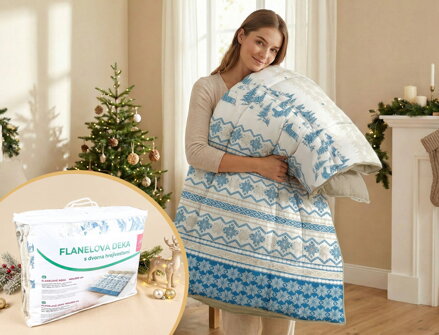 Flanelová deka s dvomi hrejivosťami BESKYDY Modrá