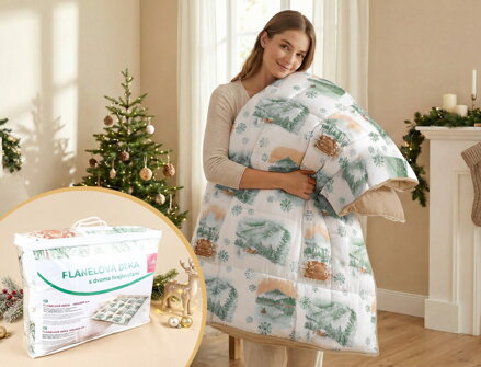 Flanelová deka s dvomi hrejivosťami PIENINY Zelená